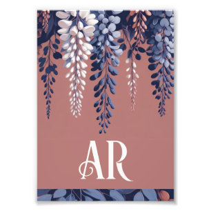 Monogram Navy Roos Wisteria Elegantie Foto Afdruk