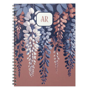 Monogram Navy Roos Wisteria Elegantie Notitieboek