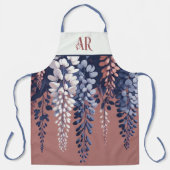 Monogram Navy Roos Wisteria Elegantie Schort (Voorkant)