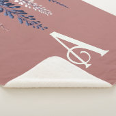 Monogram Navy Roos Wisteria Elegantie Sherpa Deken (3/4)
