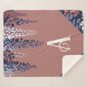 Monogram Navy Roos Wisteria Elegantie Sherpa Deken (Voorkant (horizontaal))