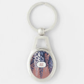 Monogram Navy Roos Wisteria Elegantie Sleutelhanger (Voorkant)