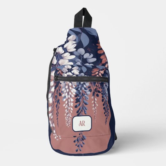 Monogram Navy Roos Wisteria Elegantie Sling Bag (Voorkant)