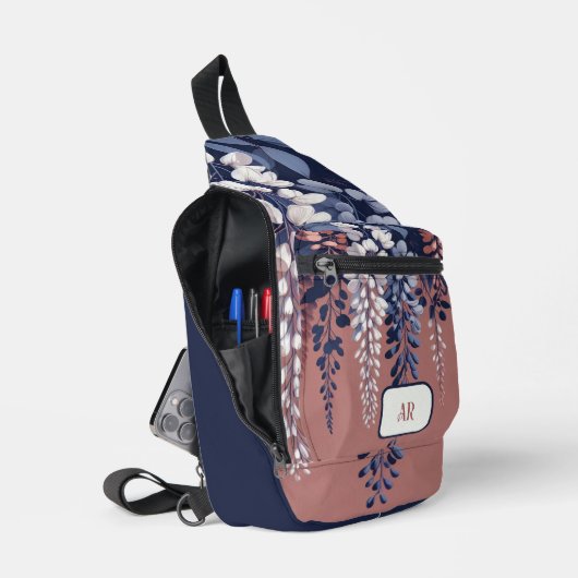 Monogram Navy Roos Wisteria Elegantie Sling Bag (Open)