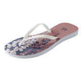 Monogram Navy Roos Wisteria Elegantie Teenslippers (Schuin)