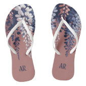 Monogram Navy Roos Wisteria Elegantie Teenslippers (Voetbed)