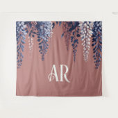 Monogram Navy Roos Wisteria Elegantie Wandkleed (Voorkant (horizontaal))