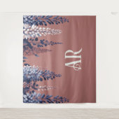 Monogram Navy Roos Wisteria Elegantie Wandkleed (Voorkant)