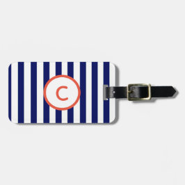 Monogram Navy Striped Bagagelabel