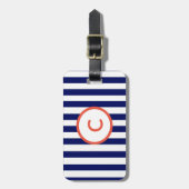 Monogram Navy Striped Bagagelabel (Voorkant verticaal)