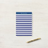 Monogram Navy Striped Post-it® Notes (Op bureau)