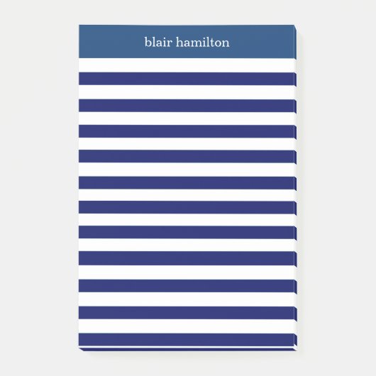 Monogram Navy Striped Post-it® Notes (Voorkant)