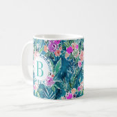 Monogram NAVY TROPICAL PARADISE Hawaiian Hibiscus Koffiemok (Voorkant links)