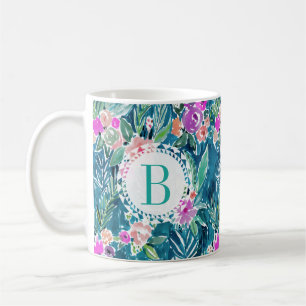 Monogram NAVY TROPICAL PARADISE Hawaiian Hibiscus Koffiemok