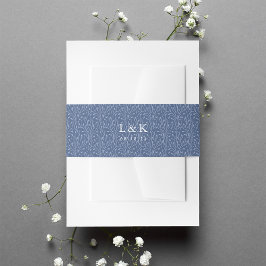 Monogram Navy Vines Pattern Uitnodigingen Wikkel