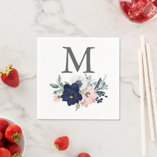 Monogram Navy Wedding Napkin Cocktail Napkin Servet (Insitu)