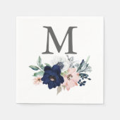 Monogram Navy Wedding Napkin Cocktail Napkin Servet (Voorkant)