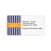 Monogram Navy White Stripe Cantaloupe Etiket (Voorkant)