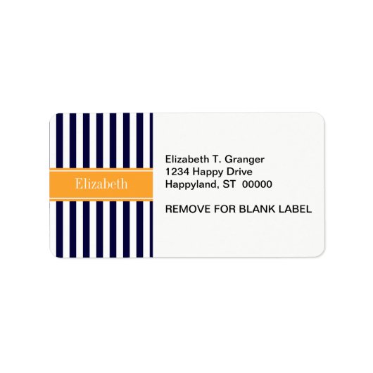 Monogram Navy White Stripe Cantaloupe Etiket (Voorkant)