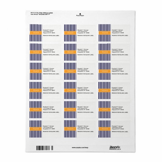 Monogram Navy White Stripe Cantaloupe Etiket (Full Sheet)
