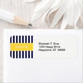 Monogram Navy White Stripe Pineapple Ribbon Etiket (Insitu)