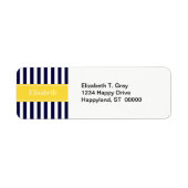 Monogram Navy White Stripe Pineapple Ribbon Etiket (Voorkant)