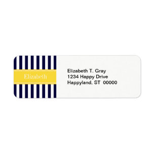 Monogram Navy White Stripe Pineapple Ribbon Etiket