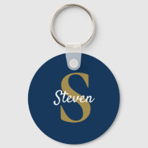 Monogram Navyblauw Goud Gepersonaliseerde Naam