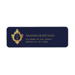 Monogram Navyblauw Nepgoud Crest Trouwjurk Etiket