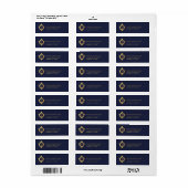 Monogram Navyblauw Nepgoud Crest Trouwjurk Etiket (Full Sheet)