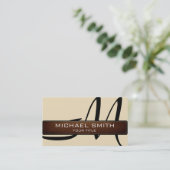 Monogram Nederlands wit Modern Leer Look Visitekaartje (Staand voorkant)