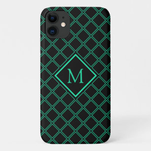 Monogram Neo Mint en Black Diamond Pattern Case-Mate iPhone Case