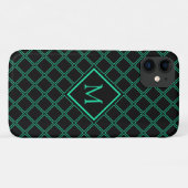 Monogram Neo Mint en Black Diamond Pattern Case-Mate iPhone Case (Achterkant (horizontaal))