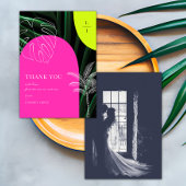 Monogram Neon Arches Tropische bruiloft Foto Bedankkaart