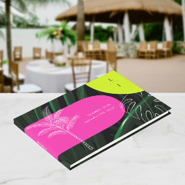 Monogram Neon Arches Tropische bruiloft Gastenboek