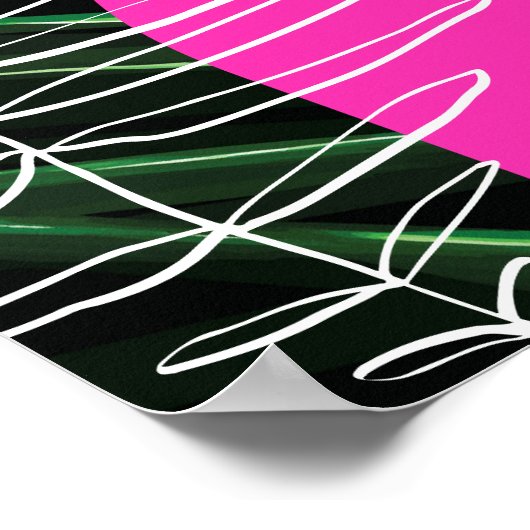 Monogram Neon Arches Tropische Palm Leaf Bruiloft Poster (Hoek)