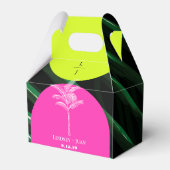 Monogram Neon Arches Tropische Palm Tree Bruiloft Bedankdoosjes (Achterkant)