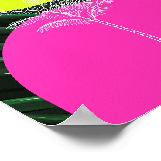 Monogram Neon Arches Tropische Palm Tree Bruiloft Poster (Hoek)