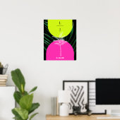 Monogram Neon Arches Tropische Palm Tree Bruiloft Poster (Thuiskantoor)