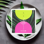 Monogram Neon Arches Tropische Palm Tree Bruiloft Servet