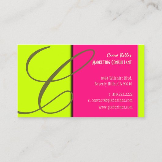 Monogram/Neon Colors/DIY Colors Visitekaartje (Achterkant)