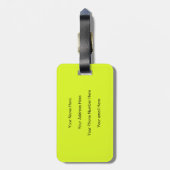 Monogram Neon Geel Naam Initiaal Cool Gift Favorie Bagagelabel (Achterkant verticaal)