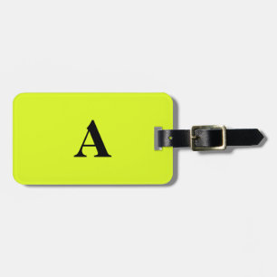 Monogram Neon Geel Naam Initiaal Koel Cadeau Favor Bagagelabel
