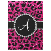 Monogram neon hot roze glitter cheetah patroon klembord (Achterkant)