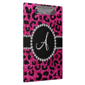 Monogram neon hot roze glitter cheetah patroon klembord (Rechts)