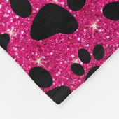 Monogram neon hotroze glitterhondenpoten fleece deken (Hoek)