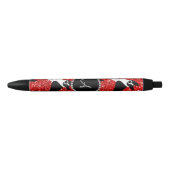 Monogram neon red glitter boston zwarte inkt pen (Voorkant)