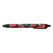 Monogram neon red glitter boston zwarte inkt pen (Bodem)