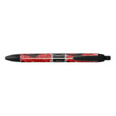 Monogram neon red glitter boston zwarte inkt pen (Achterkant)