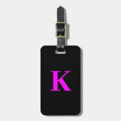 Monogram Neon Roze Magenta Zwart Aangepaste Kleur Bagagelabel (Voorkant verticaal)